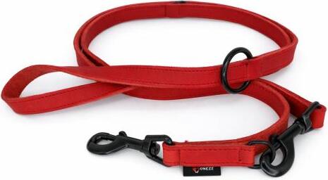 Verstelbare hondenriem vetleer - rood, 18 mm × 220 cm