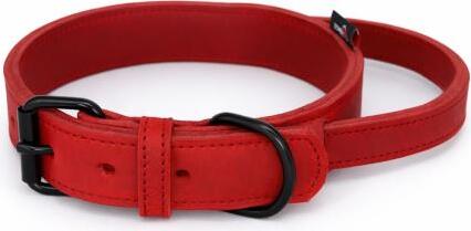 Bonezz halsband vetleer - met handgreep, rood, diverse afmetingen