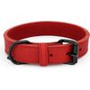 Halsband vetleer - Dubbel gestikt - Rood - Diverse afmetingen