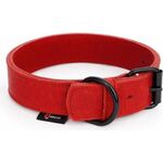 vHalsband vetleer - Dubbel gestikt - Rood - Diverse afmetingen