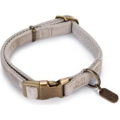 Designed by Lotte Velura - Hondenhalsband - Fluweel - Grijs - 26- 40cmx15mm | Halsbanden