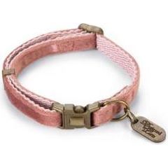 Designed by Lotte Velura - Hondenhalsband - Fluweel - Roze - 20- 30cmx10mm | Halsbanden