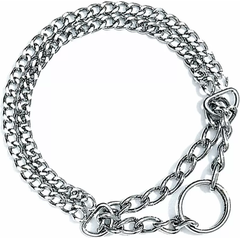 Dubbele ketting met stop - Middel schakel - Verchroomd | Slipkettingen