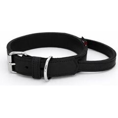 Halsband vetleer - Met handgreep - Zwart - Diverse afmetingen