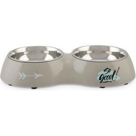 Beeztees So Good - Hondenvoerbak - Plastic - Grijs - 42x22x6,5 cm | Water- voederbakken en drinkflessen