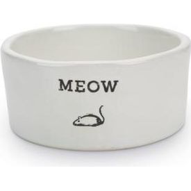 Beeztees Meow - Kattenvoerbak - Keramiek - Wit - 11,5x4 cm | Voer & Drinkbakken