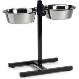 Beeztees Standaard - Dinerset Hond - Zwart - 25 cm | Voederstandaard en containers