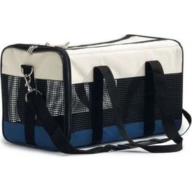 Beeztees Draagbare Reistas - Kat - Creme/Blauw - 43x25x27 cm | Draagtassen