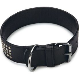 Beeztees Vintage - Halsband Hond - Leer - Zwart - 70 cm x 50 mm | Halsbanden