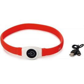Beeztees Safety Gear Glowy - Hondenhalsband - USB - Rood - 65x2,5 cm | Veiligheid
