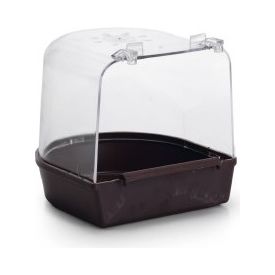 Badhuisje Rond - Vogelbad - Bruin/Wit - Groot - 13x13x13 cm | VERZORGING