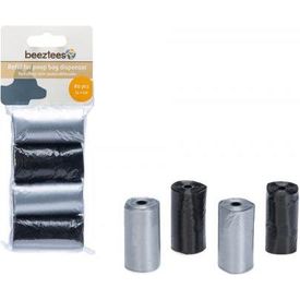 Beeztees Navulling Poepzakhouder - Hond - Zwart/Grijs - 4x20 ST | Poepzakjes en houders