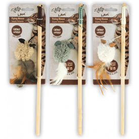 Afp Lambswool-Wand+Mouse With Feather Catnip | SPEELGOED