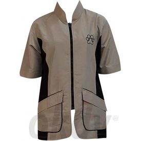 Trimshirt korte mouw beige/zwart - Maat 3XL | Kleding en salontoebehoren