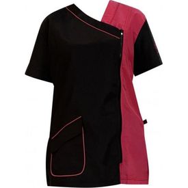 Trimshirt k.mouw zwart/fuchsia, zijsluiting - Maat XL | Kleding en salontoebehoren