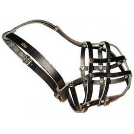 Ledermuilkorf - zwart -  Maat 9-10 | Muilkorven