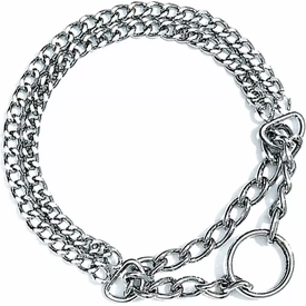 Dubbele ketting met stop - Kleine schakel - Verchroomd | Slipkettingen