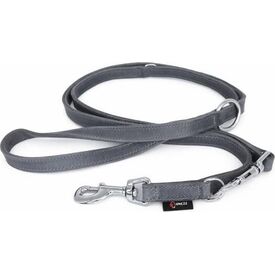 Verstelbare hondenriem - vetleer - Grijs - 18mm x 220cm | Hondenriemen