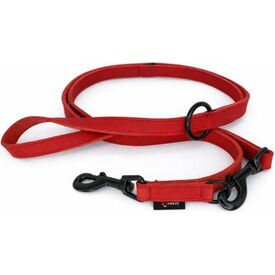Verstelbare hondenriem - vetleer - Rood - 18mm x 220cm | Hondenriemen