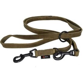 Verstelbare hondenriem - vetleer - Olijfgroen - 18mm x 220cm | Hondenriemen