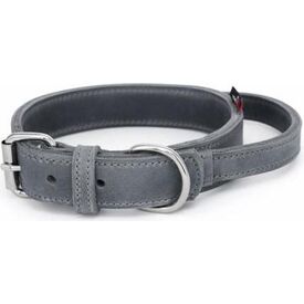 Bonezz halsband vetleer - Met handgreep - Grijs - Diverse afmetingen