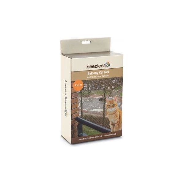 Beeztees - Kattennet - Voor Balkon - Transparant - 6x3 m | OVERIGE