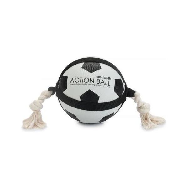 Beeztees Action Voetbal Met Touw - Hondenspeelgoed - 19 cm | Ballen