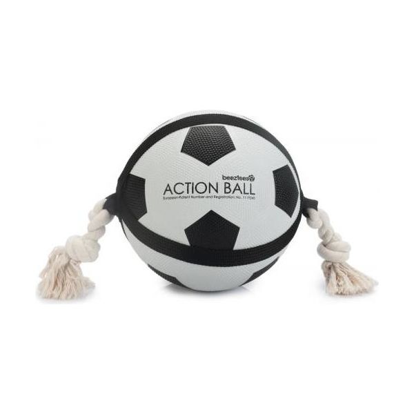 Beeztees Action Voetbal Met Touw - Hondenspeelgoed - 22 cm | Ballen
