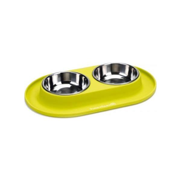 Beeztees - Dinerset Hond - Siliconen - Groen - 31x19x3,5 cm | Water- voederbakken en drinkflessen