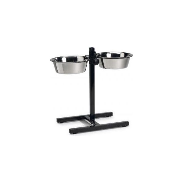 Beeztees Standaard - Dinerset Hond - Zwart - 25 cm | Voederstandaard en containers