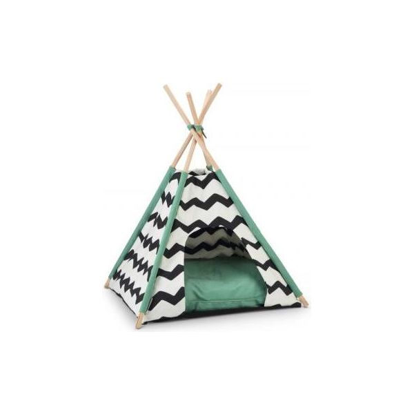 Beeztees Kioni Tipi Tent - Kattenhuis - Zwart/Wit - 50x50x70 cm | KATTENHUISJES