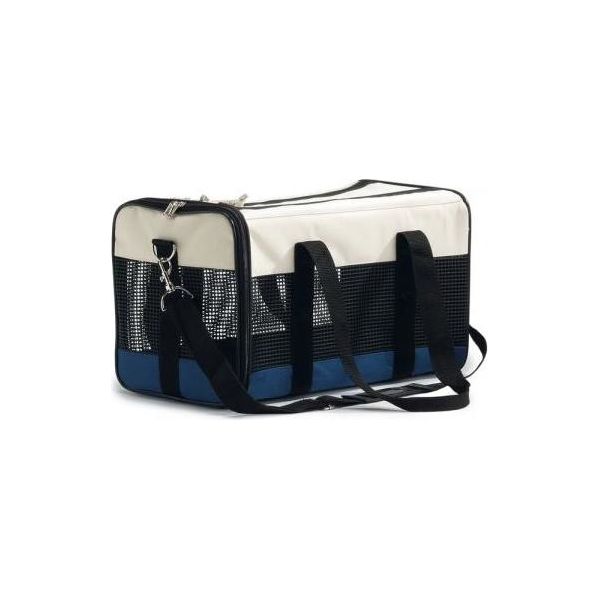 Beeztees Draagbare Reistas - Kat - Creme/Blauw - 43x25x27 cm | Draagtassen