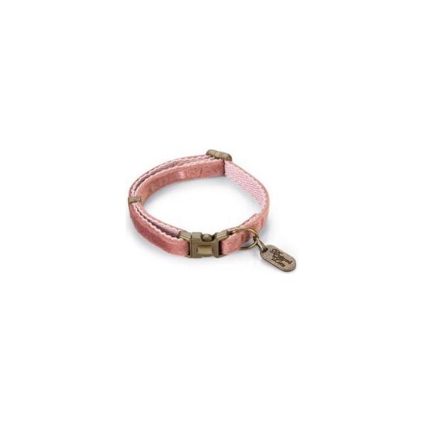 Designed by Lotte Velura - Hondenhalsband - Fluweel - Roze - 20- 30cmx10mm | Halsbanden