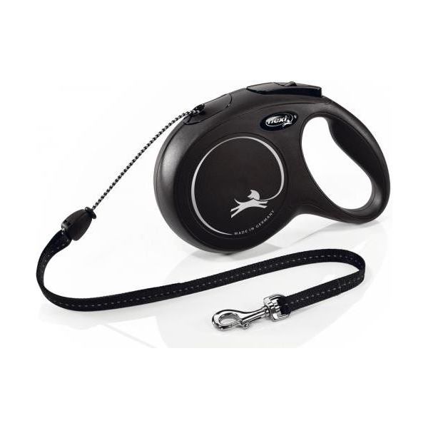 Flexi New Classic - Hondenriem - Koord - Zwart - M - 8M | Flexi lijnen