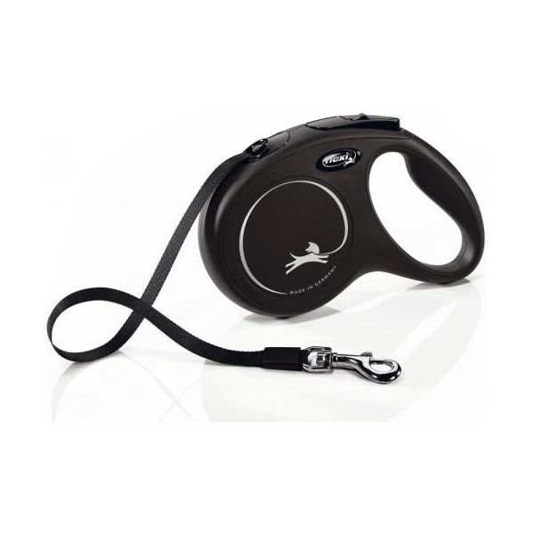 Flexi New Classic - Hondenriem - Band - Zwart - M - 5M | Flexi lijnen