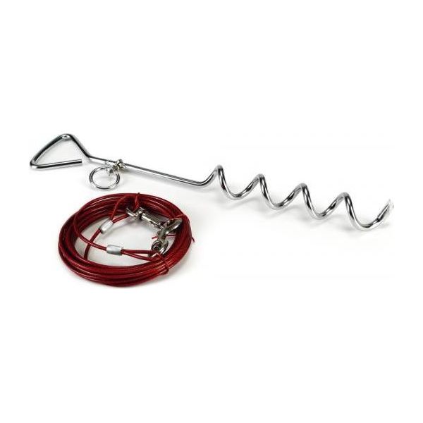 Beeztees Camping Vastlegset+Lijn - Hond - Rood - 6M | Veiligheid