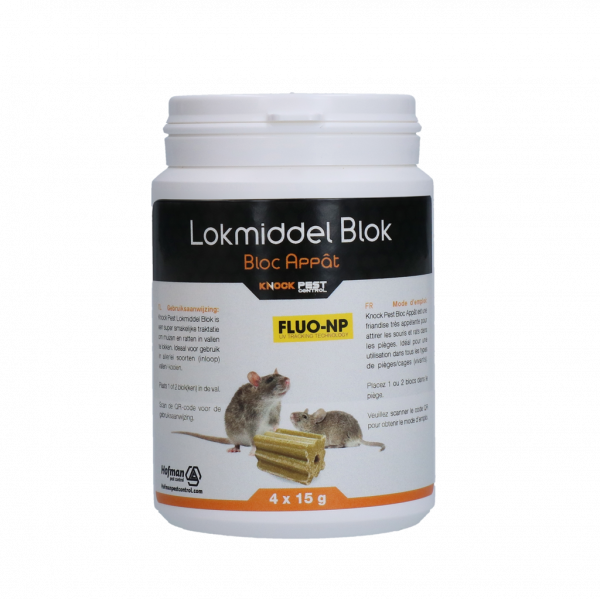 Knock Off Lokmiddel Blok voor muis&amp;rat Fluo-NP (4x15g) | Rat en muis
