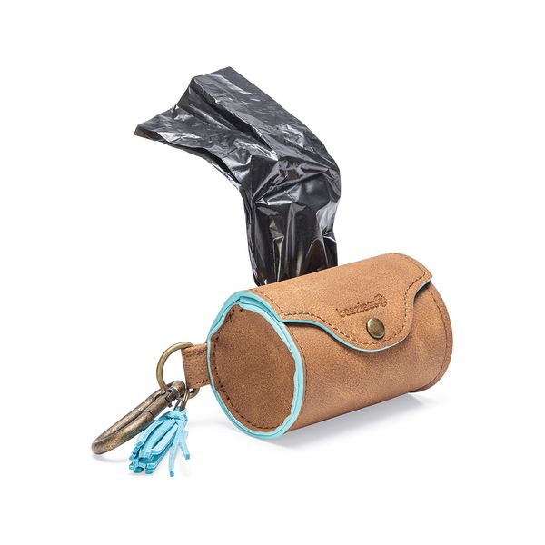 Beeztees Balacron Poepzakhouder Ot - Hond - Kunstleer - Incl. 20 Zakjes - Bruin - 8x5x5 cm | Poepzakjes en houders