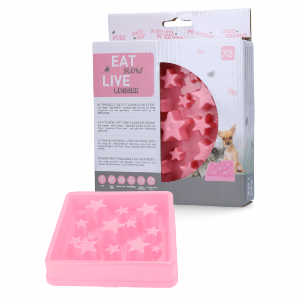 Eat Slow Live Longer Star Pink XS | Water- voederbakken en drinkflessen
