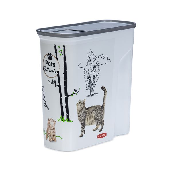 Curver - Voedselcontainer Kat - Wit - 6L - 2,5Kg | Voederstandaard en containers