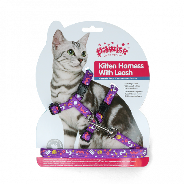 Pawise Kitten Harness Leash-Pink/Purple | Kattentuigjes