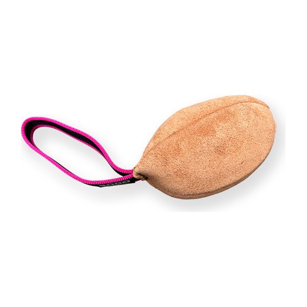 BODO honden bijtrol rugbybal - Leer - 15x8,5cm - 1 handvat