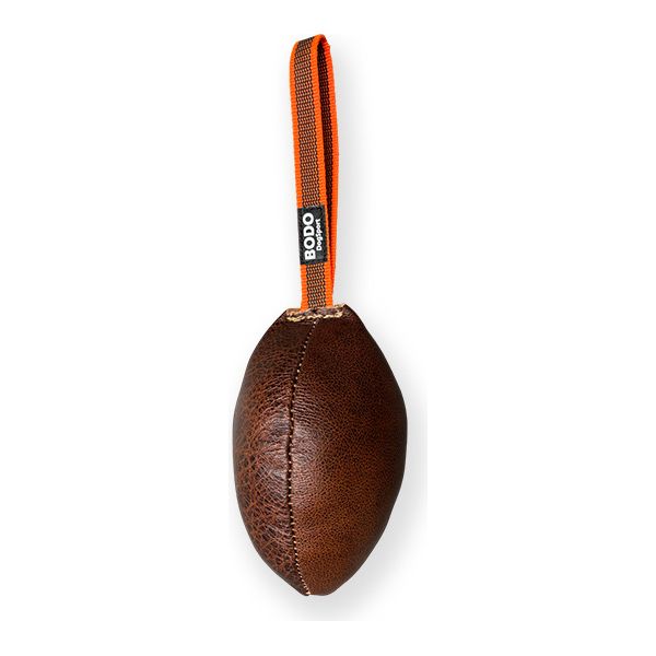 BODO honden bijtrol rugbybal - Leer - 16x10cm | Bijtrollen en kussens