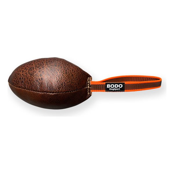 BODO honden bijtrol rugbybal - Leer - 16x10cm | Bijtrollen en kussens