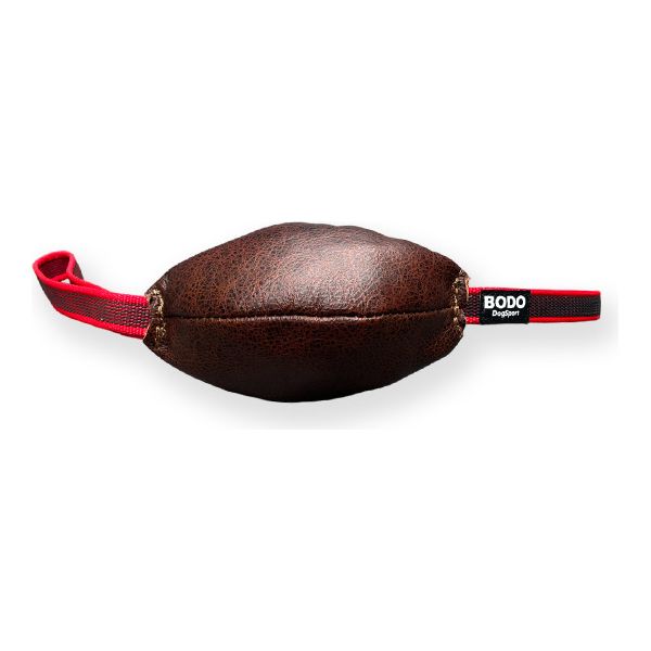 BODO honden bijtrol rugbybal - Leer - 16x10cm | Bijtrollen en kussens
