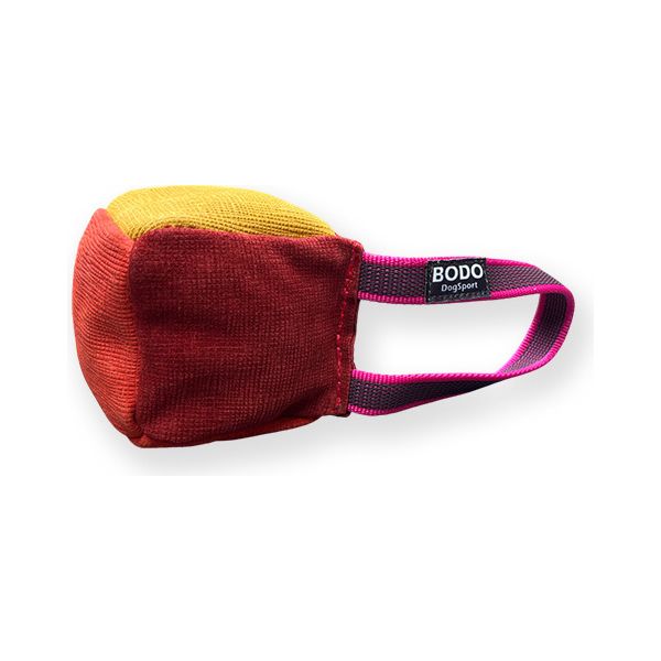 BODO honden bijtkussen kubus - Leer - 10x10cm - Met handvat | Bijtrollen en kussens