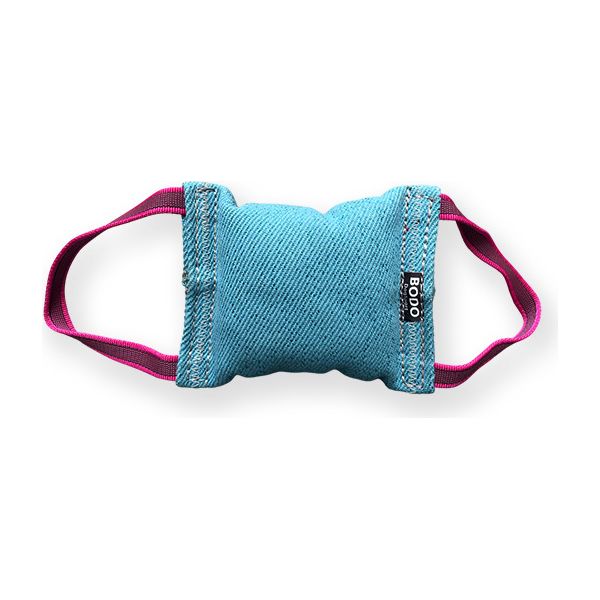 BODO bijtkussen - Katoen/nylon - Blauw - 19x10x16cm - 2 handvaten | Bijtrollen en kussens