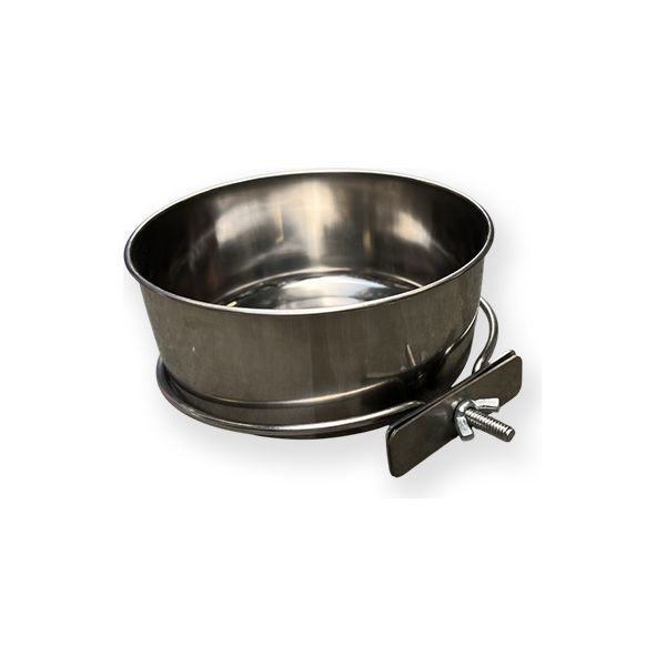 Eet- en drinkbak inclusief klemhouder - RVS