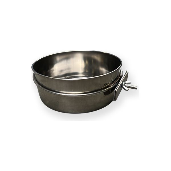 Eet- en drinkbak inclusief klemhouder - RVS