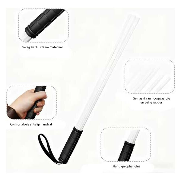 Bonezz - rammelstok - 57cm - Wit | Zweepjes en softstokken